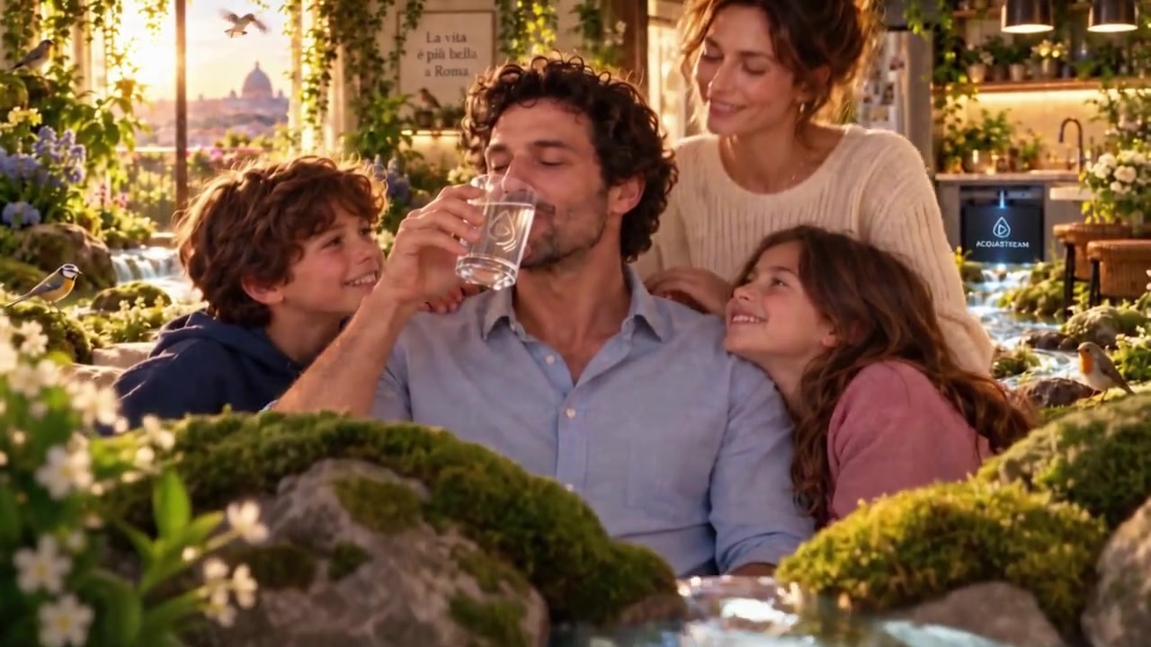 Scena illustrativa di una famiglia in cucina